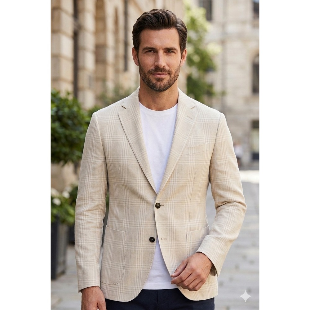 New $2395 Eleventy Platinum Plaid Wool Silk Cashmere Soft Jacket Size 48 Zegna